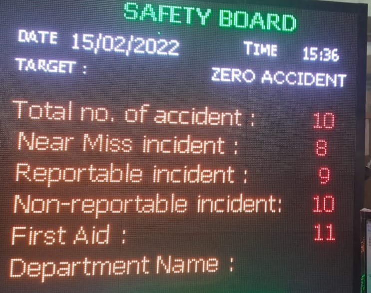Safety Statistics Display Board HSE Statistics Display Board EHS Statistics Board Accident Statistics Display Board