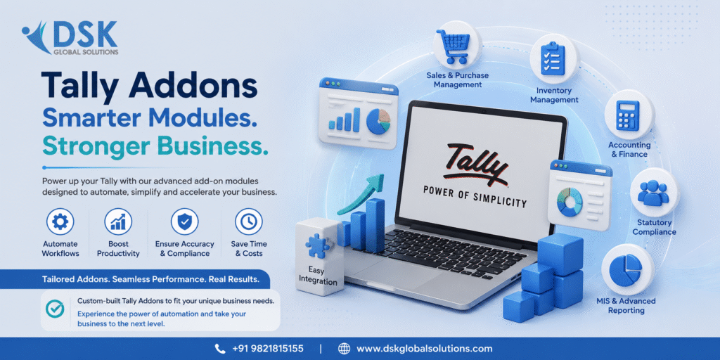 Tally Addons & Custom Tdl Modules | Call +91 9821815155